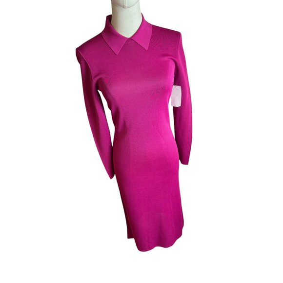 Trina Turk Magenta Collared Knit Polo Midi Dress NWT Size M - Picture 3 of 8